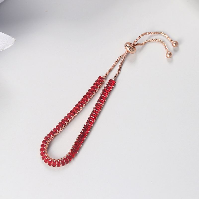 Unisex popularna narukvica s cirkonom u boji, 2*4 mm, jednoredni pravokutni, podesivi lančić za tenis punog promjera_voghion.com