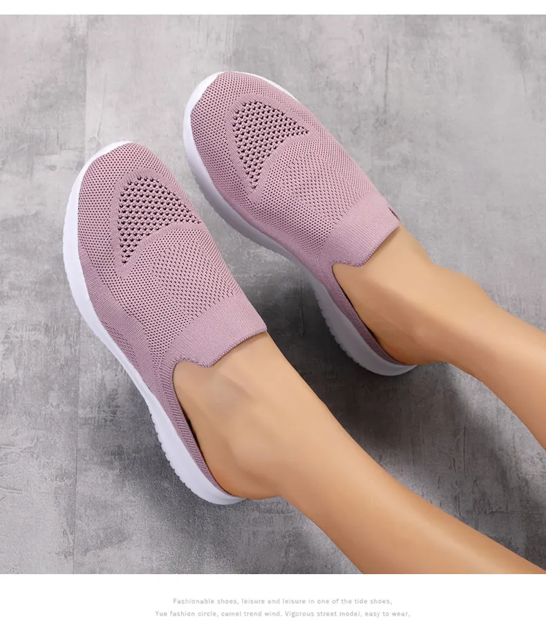 2022 NEW Mesh Slip-On Shoes Sneakers Women Summer Casual Slippers Lightweight Big Size Breathable_voghion.com