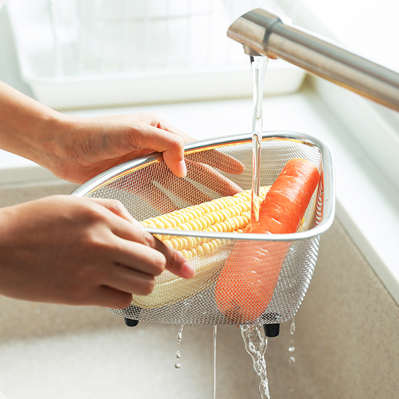 Abtropfkorb für Küchenspüle, Edelstahl, dreieckig, für Lebensmittel, Gemüse, Eier, Filter, Aufbewahrung, Organizer, Küchenregal, Abtropfgestell_voghion.com