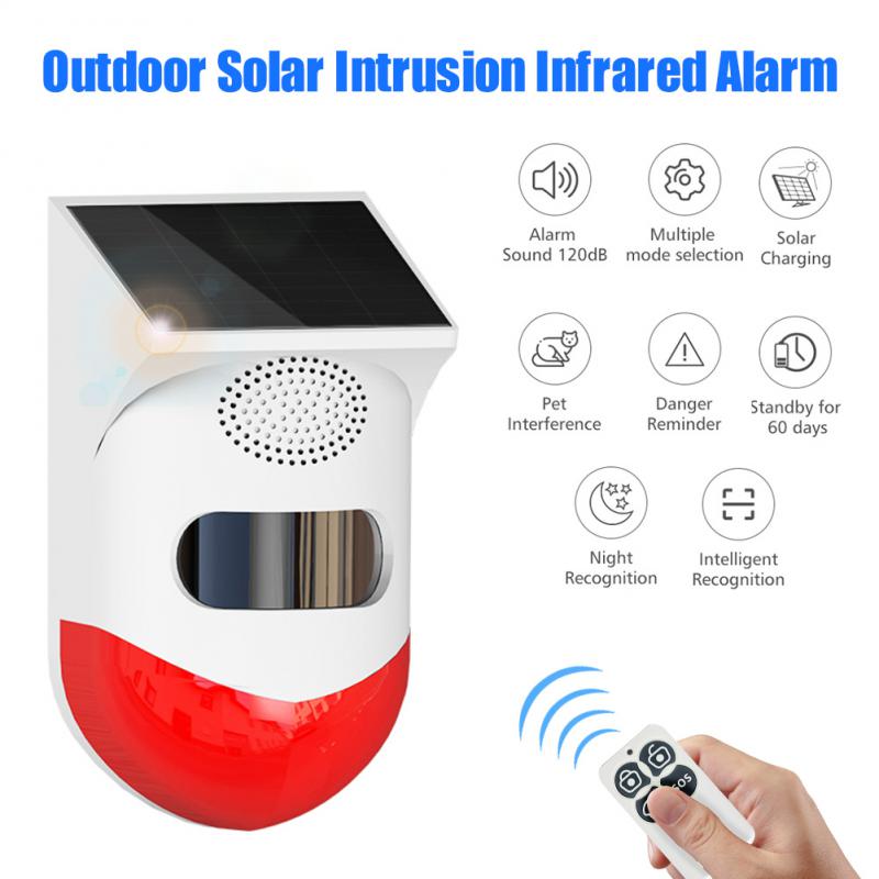 Sensore di allarme a infrarossi solare RF433 Telecomando wireless Sirena di allarme antifurto per la sicurezza domestica Sensore di movimento PIR Rilevatore_voghion.com