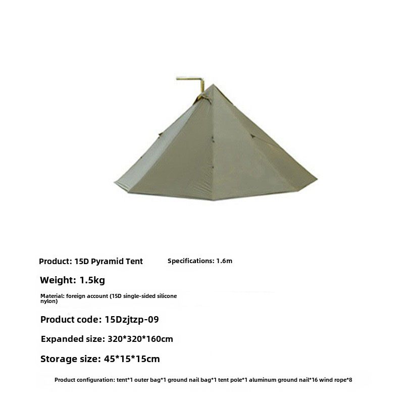 Camping în aer liber 15D cu o singură față din silicon pentru două persoane, ultra-ușor, plus perdea de cer, cort piramidal două în unu_voghion.com