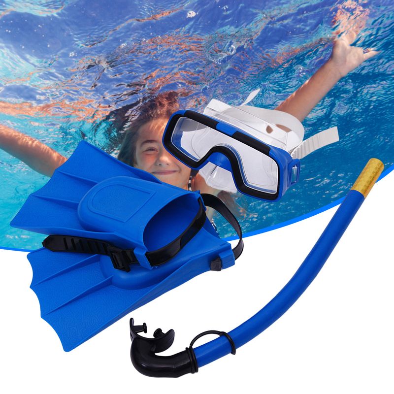 1 sæt Snorkeg Goggles God sejhed Sikker vejrtrækning Vandtæt Børn Bredsyn Svømmebriller Snorkel Svømmefinner til_voghion.com
