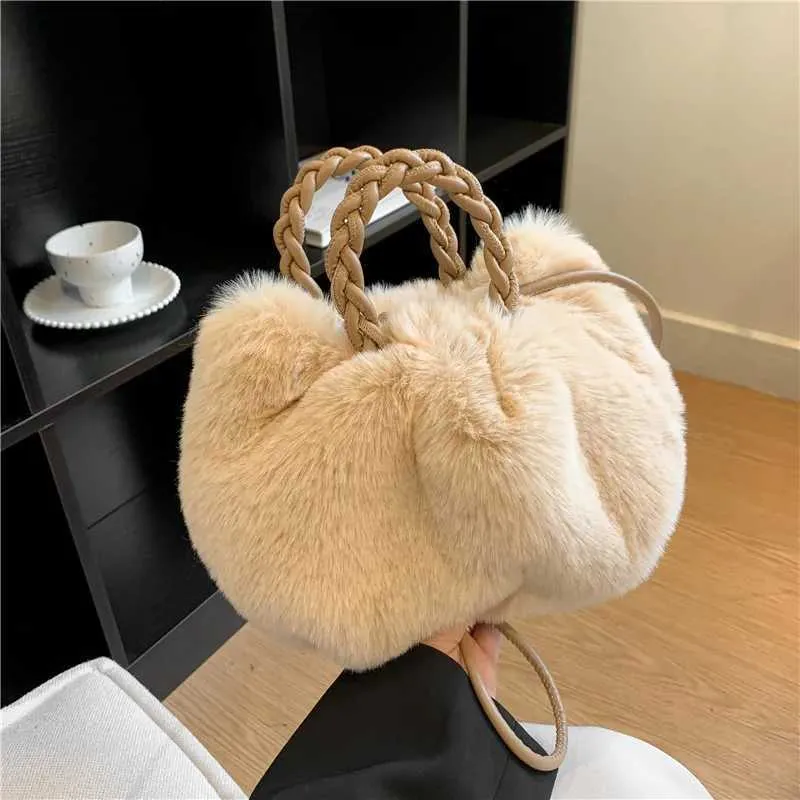 Sac à bandoulière multifonctionnel en fourrure pour femme, sac à main seau à la mode, sacs à bandoulière en peluche douce, mode fourrure nuage_voghion.com