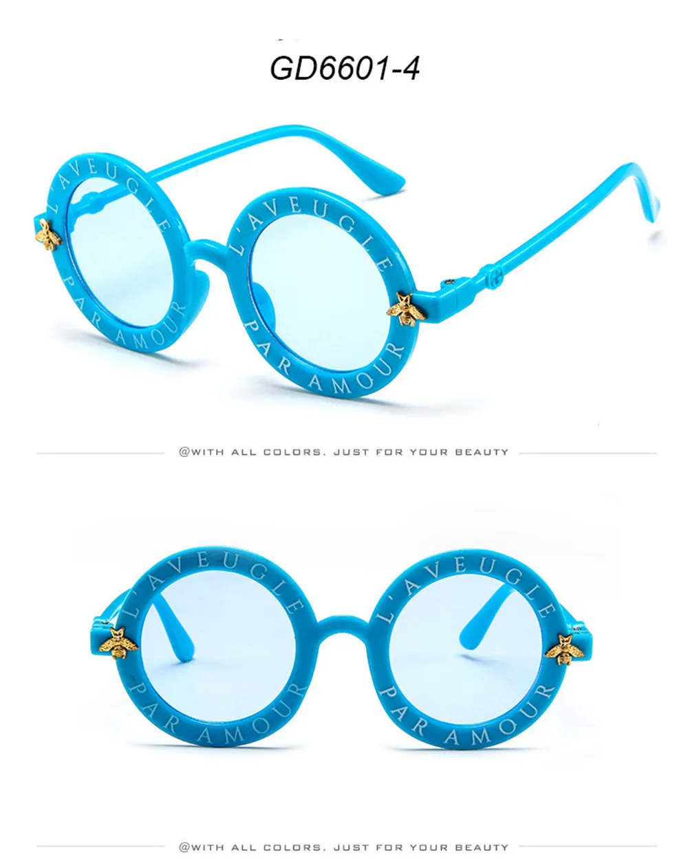 Sunglasses Fashion Small Round Kids Brand Designer Bee Children Boys Girls Baby Outdoors Goggle Shades Eyewear LC4L_voghion.com