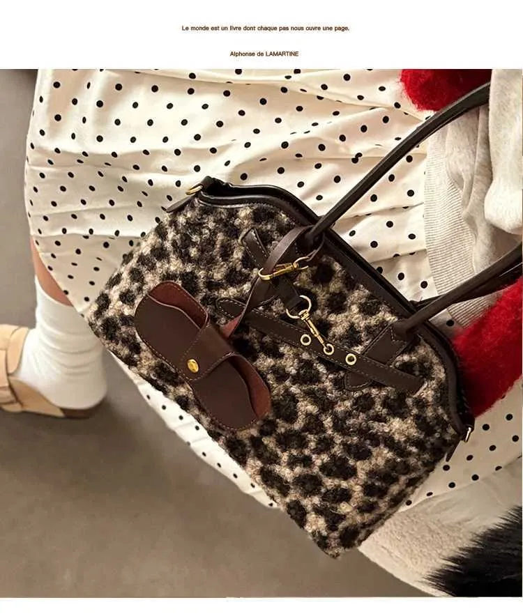 Sacs à main vintage Veet pour femmes, sacoches en peluche à imprimé léopard, sac à bandoulière, grande capacité, sacs à bandoulière pour femmes_voghion.com