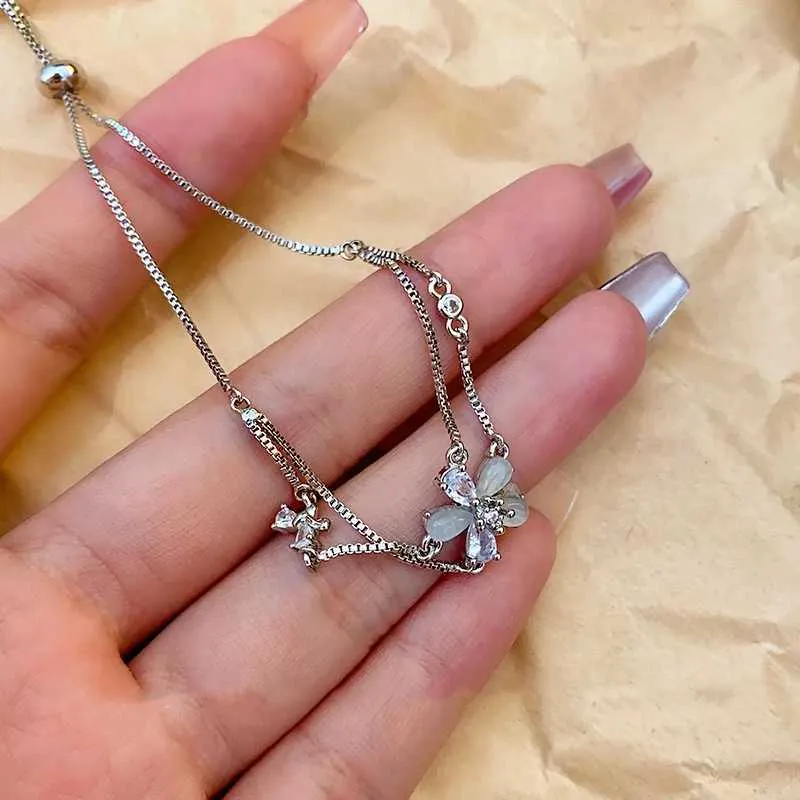 Bracciale con charms in zirconia cubica da donna doppio strato_voghion.com