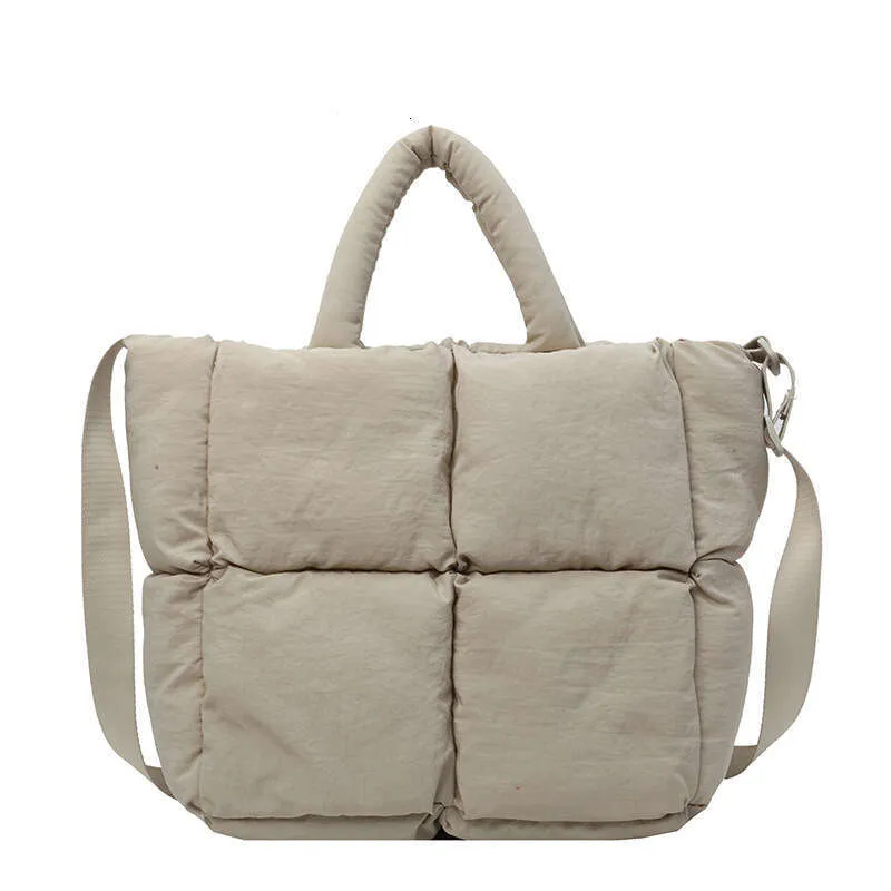 Zachte, gewatteerde damestas voor studenten, crossbodytas, grote capaciteit, nylon stoffen tas, patchwork schoudertas_voghion.com