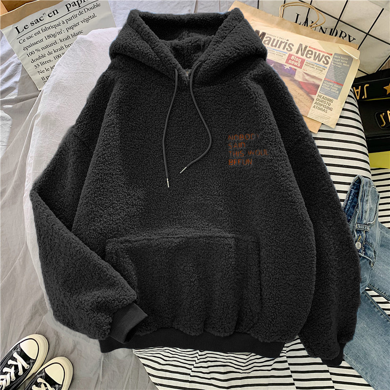 Damenbekleidung, verdicktes Sweatshirt aus Lammfell und Samt für Damen, lockeres Pullover-Sweatshirt aus Lammfell für Damen_voghion.com