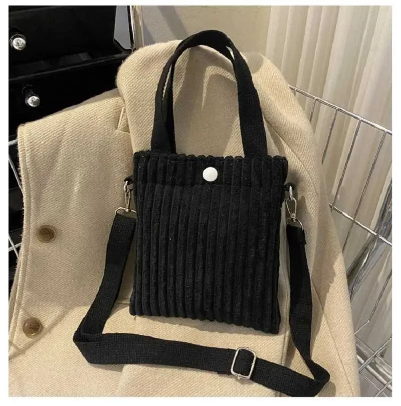 Mini Tote Donna Velluto a Coste Cerniera Primavera Estate Nuova Moda Borsa a Mano Borsa a Tracolla Singola Borsa a Tracolla Piccola 2024C241022_voghion.com