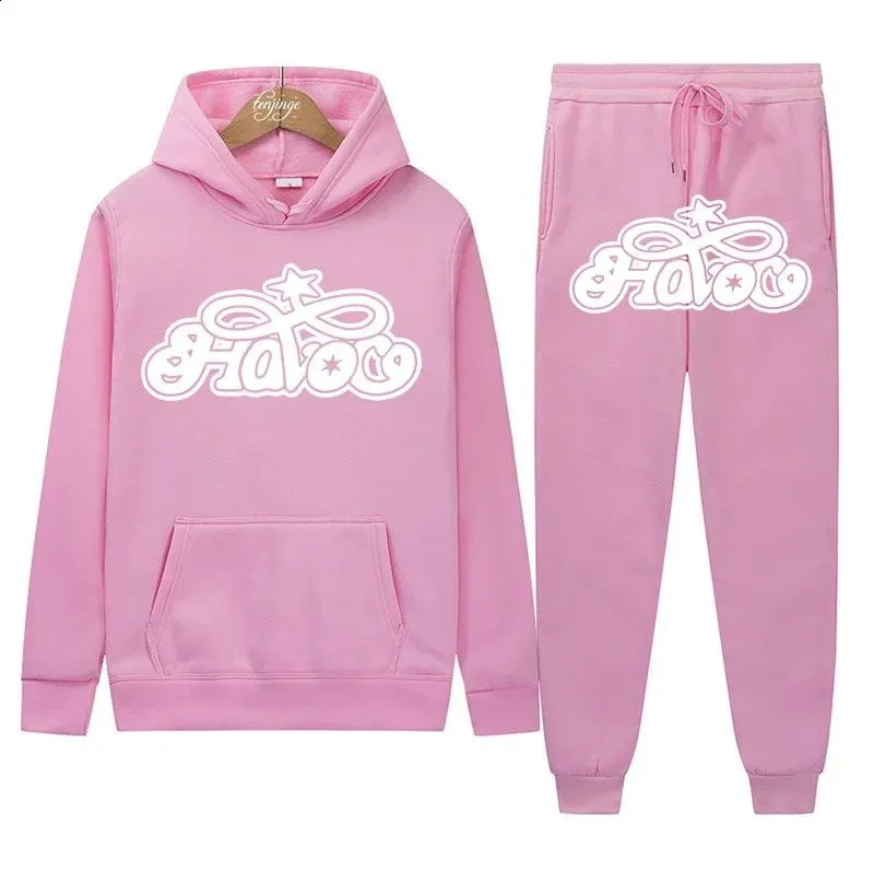 Haruku Hiphop Y2K Parça Set İnce Kapşonlu Üstler Rahat Eşofman Pantolon Takım Erkek Kadın Moda Mektup Baskılı Ana Cadde_voghion.com
