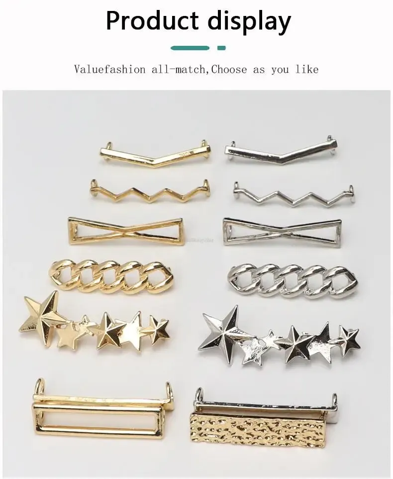 Shoe Parts Accessories 1Pcs Metal Charms Fashion Gold sier Sneakers Girl Gift decoration DIY Shoelaces Buckles Shoes_voghion.com
