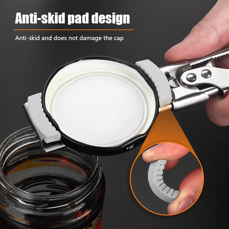 Apriscatole regolabile in acciaio inox per campeggio, picnic, marmellate, tappi per bottiglie, utensili da cucina antiscivolo, salva-sforzo, apriscatole_voghion.com