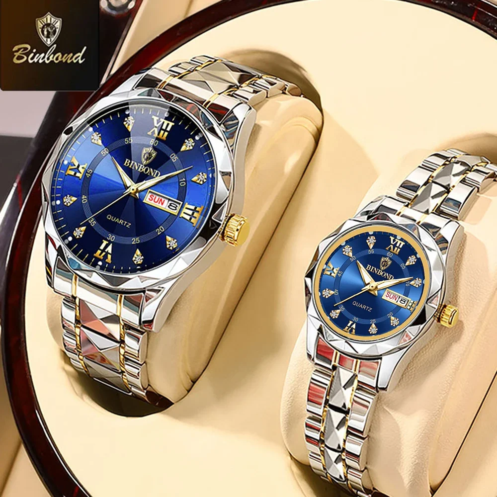 Paar Quarzuhren Set Edelstahl Mit Diamantbesatz_voghion.com