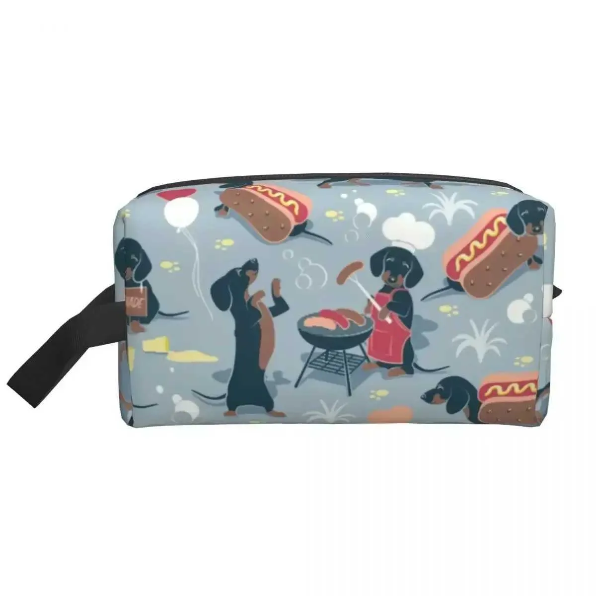 Reise-Toilettentasche mit Dackel-Motiv, Kawaii-Dachs-Soße, Wiener-Make-up-Organizer, Kosmetik-Aufbewahrungstasche für Damen, Dopp Kit Y241023_voghion.com