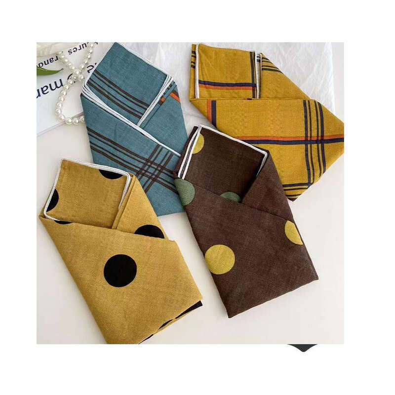 Sciarpa quadrata in cotone e lino da donna, primavera ed estate, nuova versione coreana dei fiori freschi, accessori per capelli, protezione per il collo, tromba_voghion.com