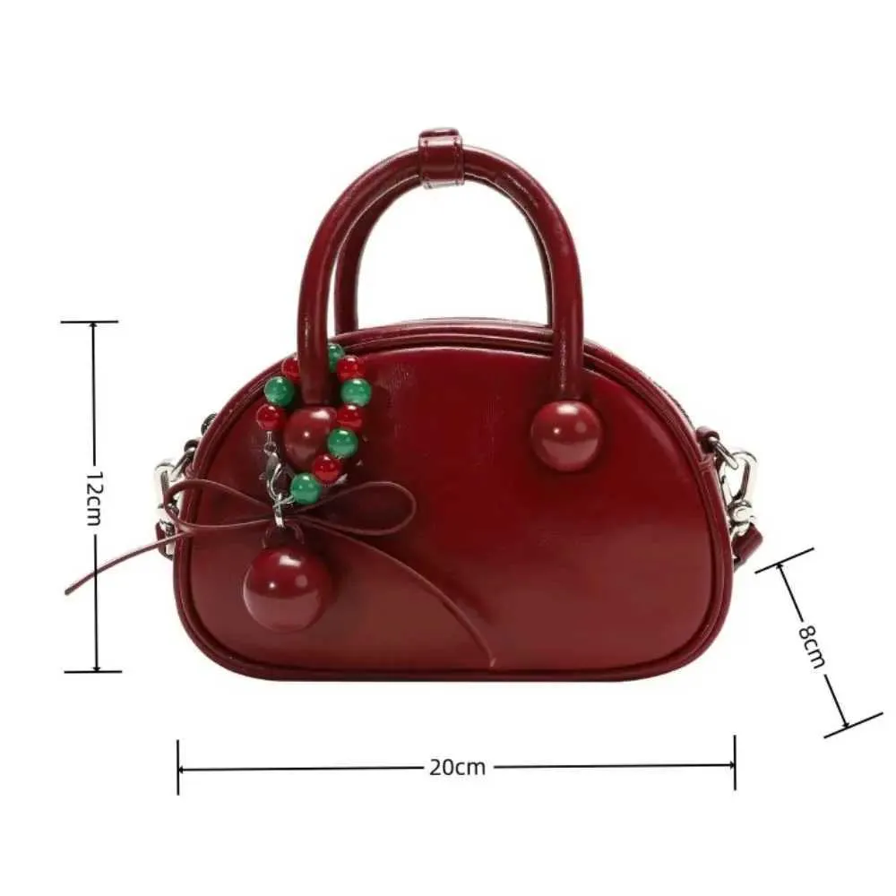 Mode Retro Kirsche Schulter Weihnachtsgeschenk Große Kapazität Unterwäsche Frauen PU Leder Horizontale Tasche Y241216_voghion.com