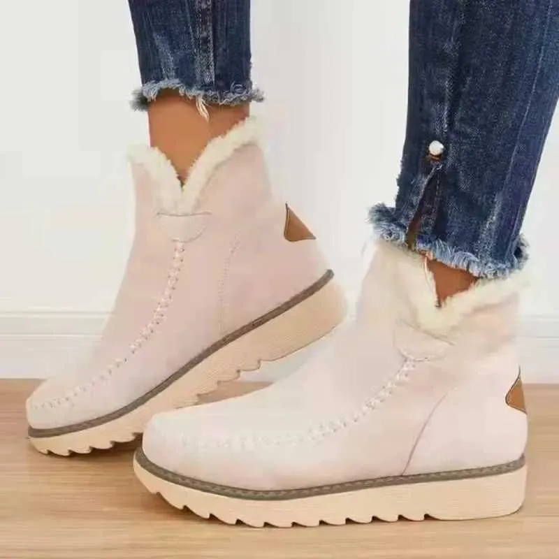 Frau Winter Mode Schnee Casual Leder Baumwolle Damen Stiefel kniehohe stiefel Plattform Schuhe botines mujer XW6.5_voghion.com