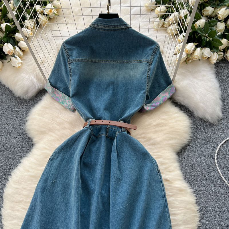Abbigliamento da donna Abito da donna di alta qualità, nuovo stile estivo, ricamo pesante, vita sottile, temperamento, maniche corte, denim_voghion.com
