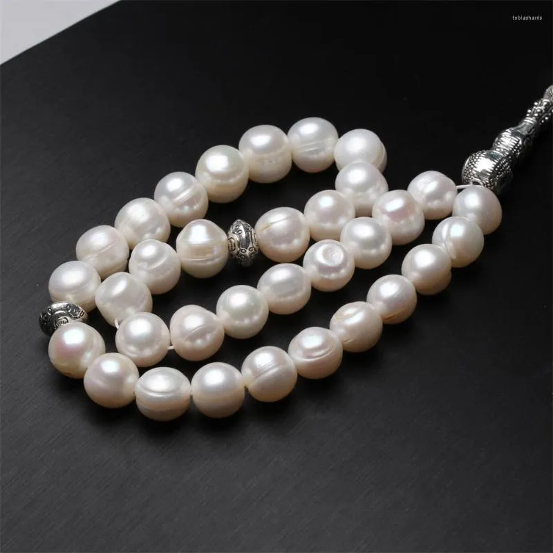 Strand islamsk rosenkranshalskjede 11-12mm størrelse naturlig ferskvannsperle muslimsk bønneperler Tasbih Misbaha Subha bryllup_voghion.com