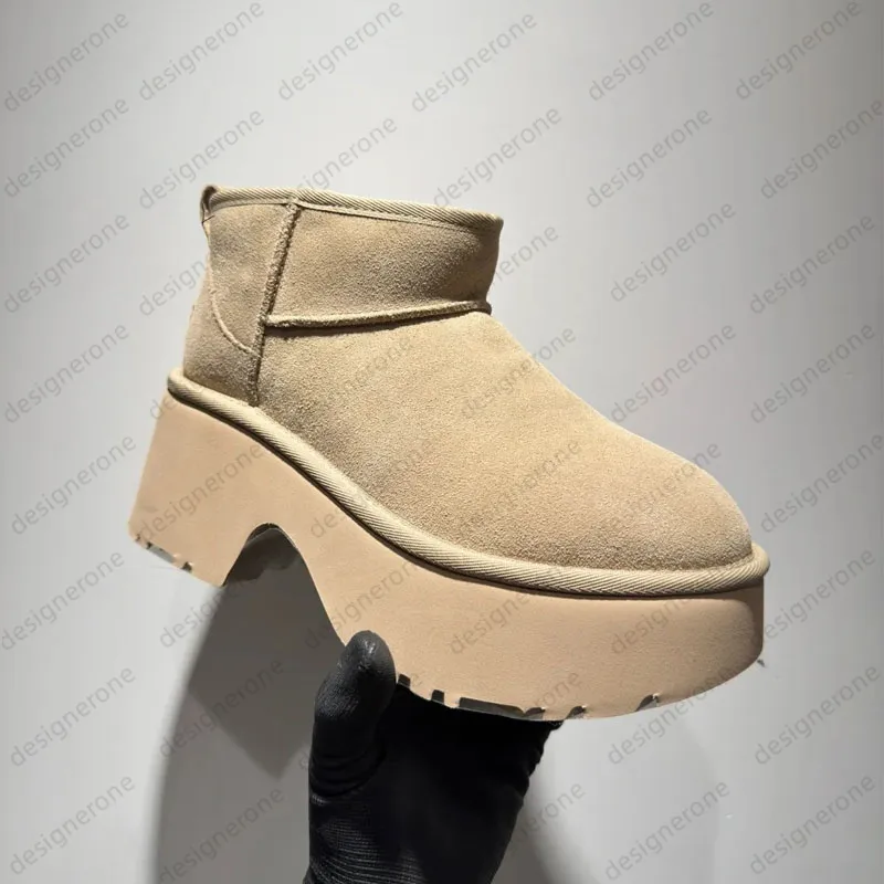 W Dipper Tasman Platform DIPPER Chesut Fur Slides Sheepskin Classic Ultra Mini women Snow boots Winter plush and thick_voghion.com
