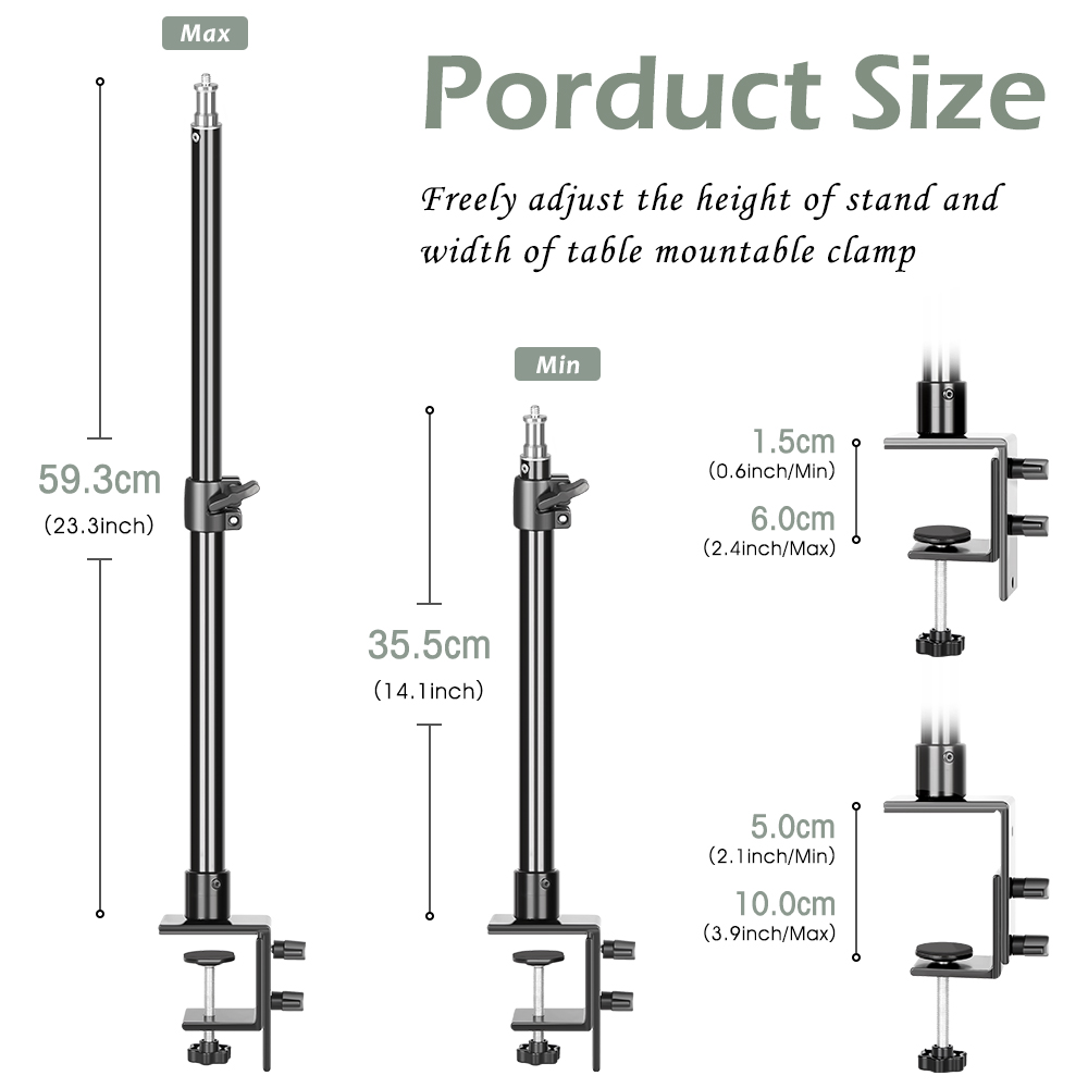 SH Type-C Desktop Clamp Mount Bracket With 1/4&quot; Ball Head Adjustable Fixed Bracket Clip for Camera, LED Light, DSLR, Mobile_voghion.com