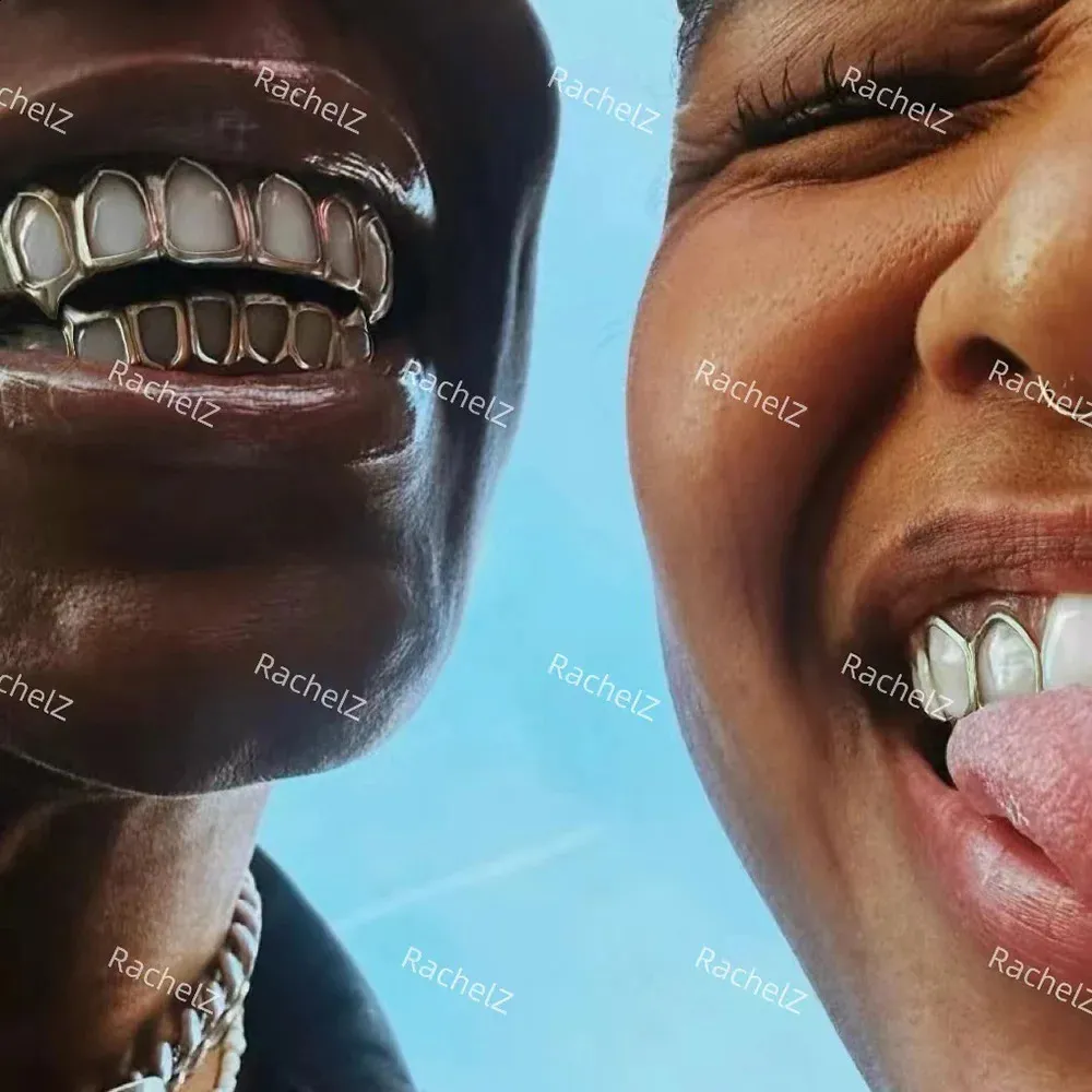 RACHELZ Mode 6/6 Vollhohlzähne 14K vergoldete Zahnkappen Dekor Zahnspangen Reißzähne Dentalgrills für Männer Frauen Schmuck_voghion.com