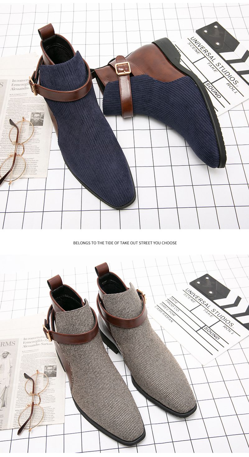Große High-Top-Schuhe, trendige Lederstiefel für Herren in koreanischer Version, personalisierte britische Freizeitstiefel mit Schnalle_voghion.com