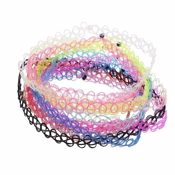 Chaînes Delysia King 12 Pièces/Ensemble Gothique Punk Élastique Creux Chocker Femmes Bijoux Fishline Tatouage Stretch Vintage_voghion.com