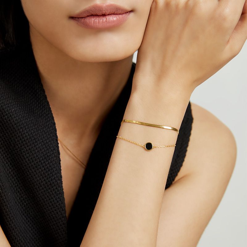 Braccialetto Sterg da donna a doppio strato con catena a serpente e osso, design a nicchia, stile Ins, gioielli in argento per fidanzate_voghion.com