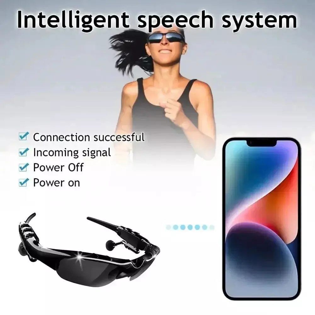 Cuffie stereo sportive Bluetooth wireless per ciclismo, occhiali da sole 5.0, telefono_voghion.com
