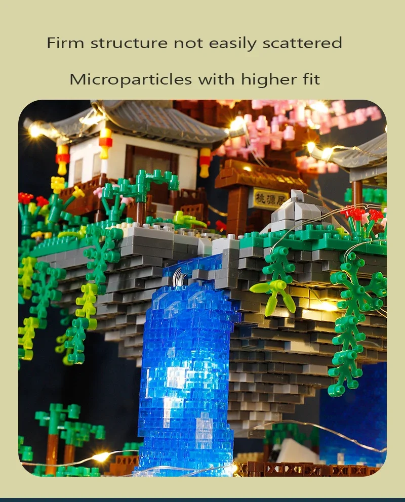 Ancient Peach Blossom Pond Castle Building Blocks Model Toy_voghion.com