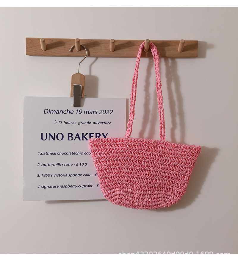 Koreanische Version von Ins kleine frische Fischgrätenmuster One-Shoulder Stroh Tasche neue feste Farbe gewebte Tasche weibliche Urlaub am Meer Strand Tasche_voghion.com