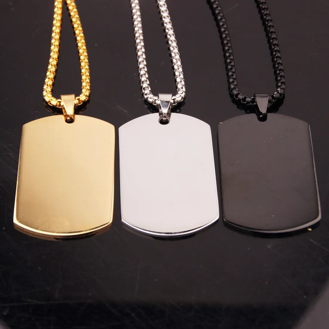 Dog tag halsband i rostfritt stål hänge mode för herr och dam_voghion.com