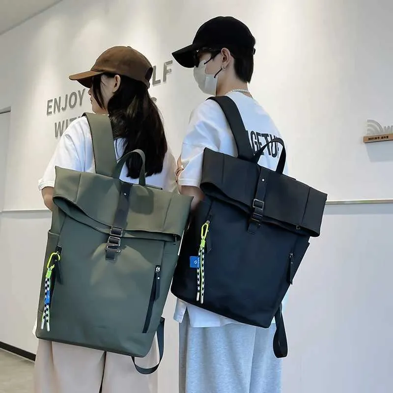 Damen Freizeit Großer Rucksack Männer Laptoptasche Ladys Nylon Roll Top Männlich Reisetasche Port Schulrucksäcke Für Teenager_voghion.com