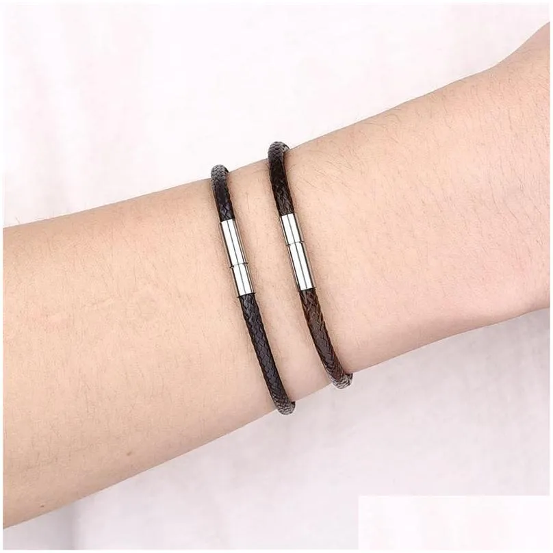 Catene Jiayiqi Braccialetti in corda cerata fatti a mano in pelle Braccialetti portafortuna in corda Braccialetti per donne e uomini Consegna a domicilio_voghion.com