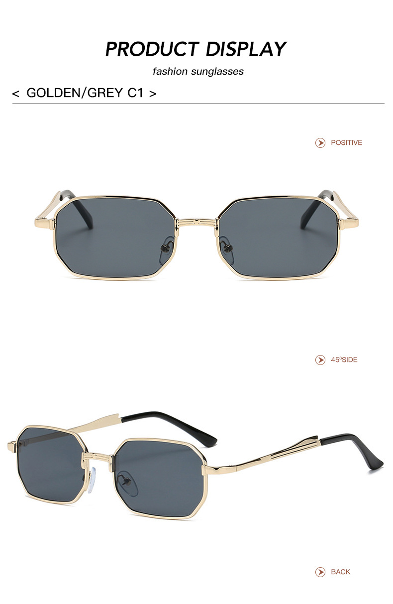 Moda Uomo stretto moda rettangolo donna metallo occhiali da sole di marca di lusso 2024 Classico Oculos Masculino lenti UV400_voghion.com