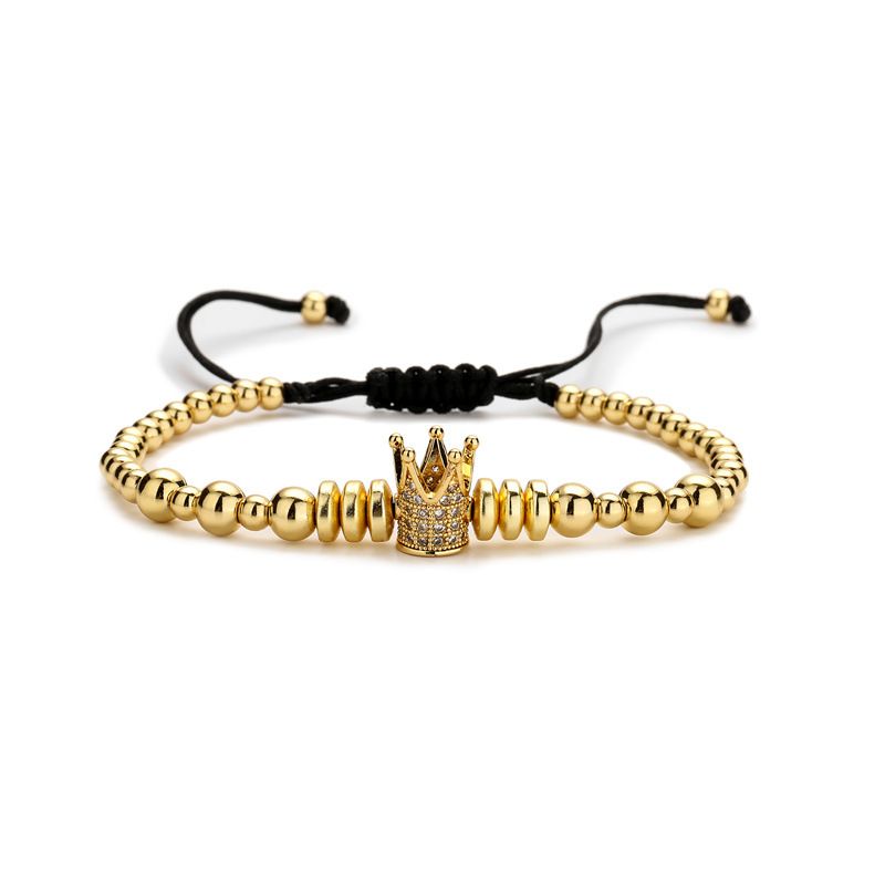 Kupfer einfache Stil Teufelsauge Krone Lächeln Gesicht Armbänder_voghion.com