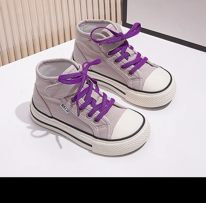 Children's Canvas Yellow Green High Top Boys Girls Toddler Casual Cutefeet Beige Fashion Soft Non-slip Kids Cloth Shoes_desvips.com