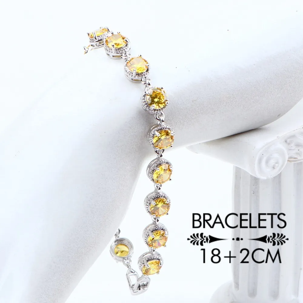 Kostüm-Sets Gelb Zirkonia Sier Schmuck Ohrringe Für Frauen Ehering Halskette Anhänger Set Geschenke Box CX200623_voghion.com