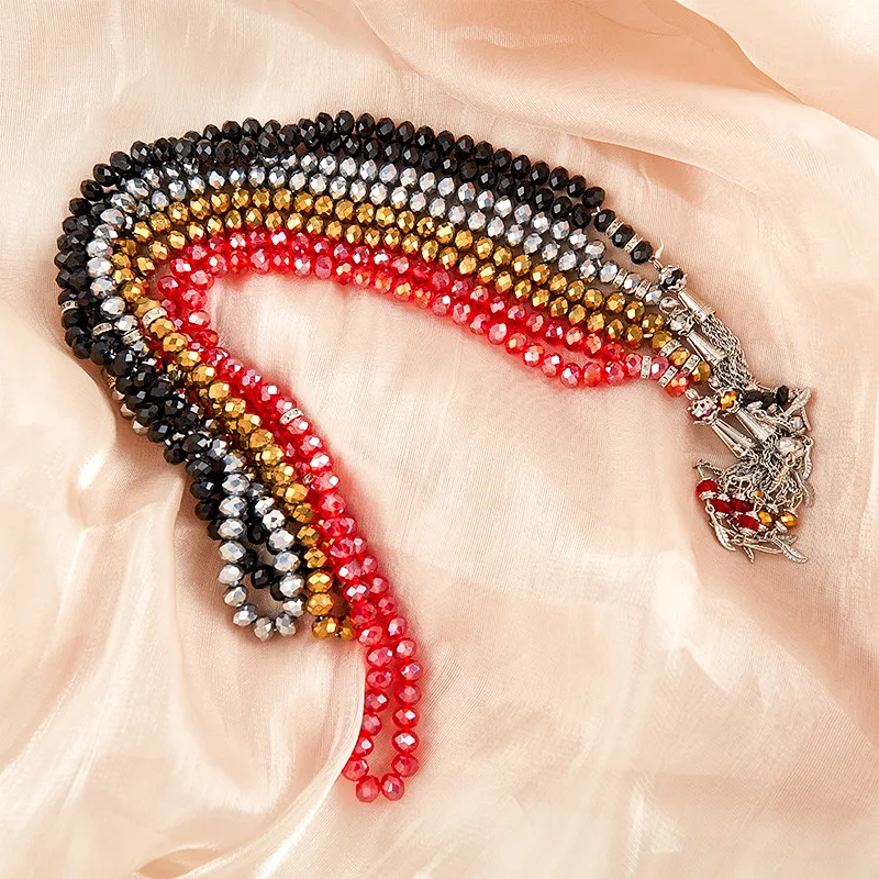 Chains 8mm 99 Beads Crystal Prayer Tasbih Tasbeeh Masbaha Bracelet Islamic Muslim_voghion.com