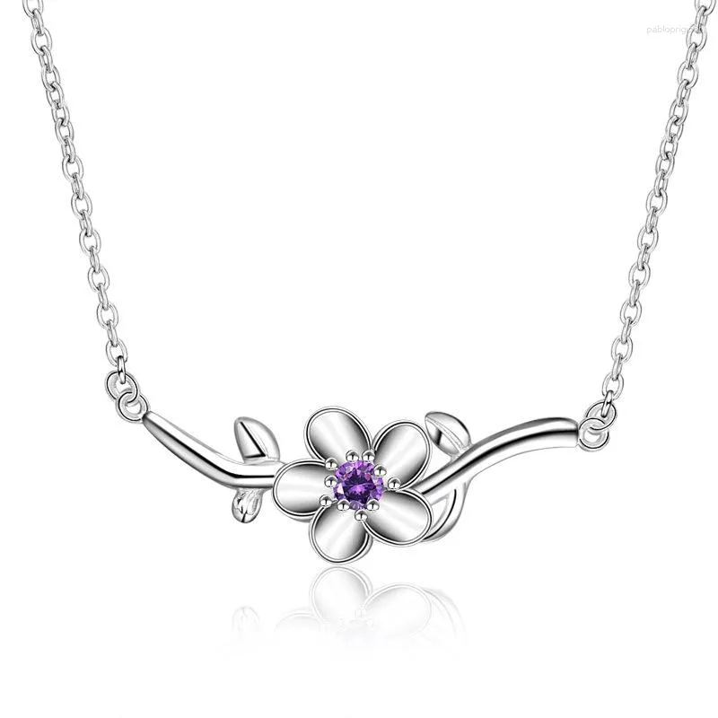 Flower Chain Necklace Simple Aesthetic Silver Japanese Style_voghion.com