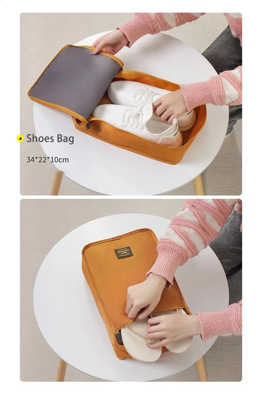 7-teiliges Reise-Set für Kleidung, Schuhe, Toilettenartikel, Aufbewahrungstasche, tragbar, für Kleiderschrank, BH, Socken, Hosen, Organizer, groß_voghion.com