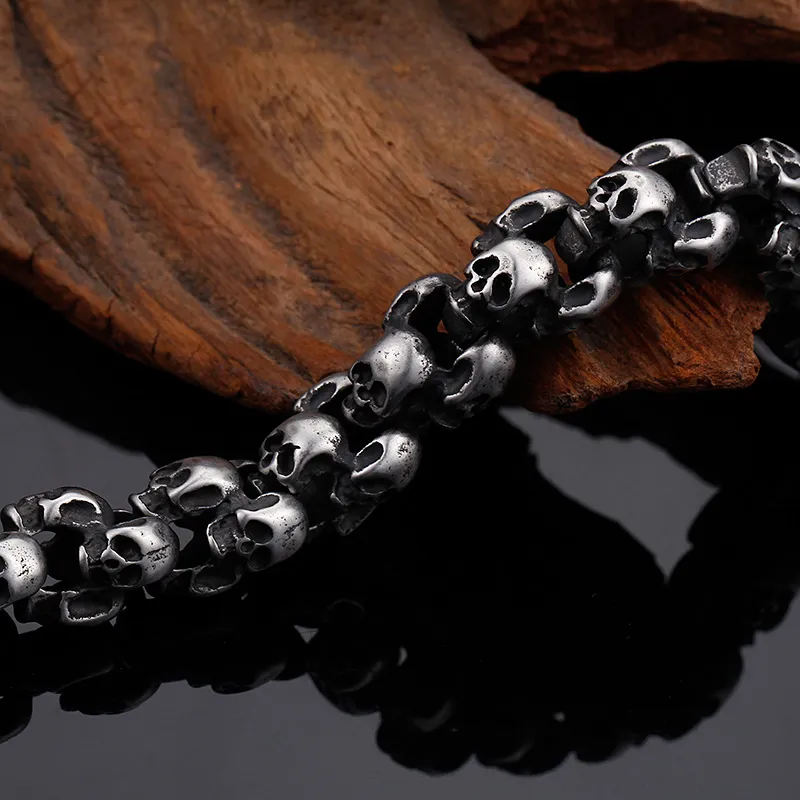 Skull Skeleton Link Chain Bracelet Stainless Steel For Men_voghion.com