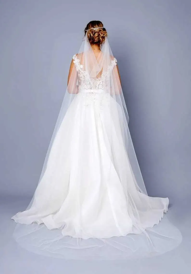 Hair Jewelry Boho Wedding Bridal Veildraped bohemian veils fingertip chapel boho bridal veil velos de novia 2019_voghion.com
