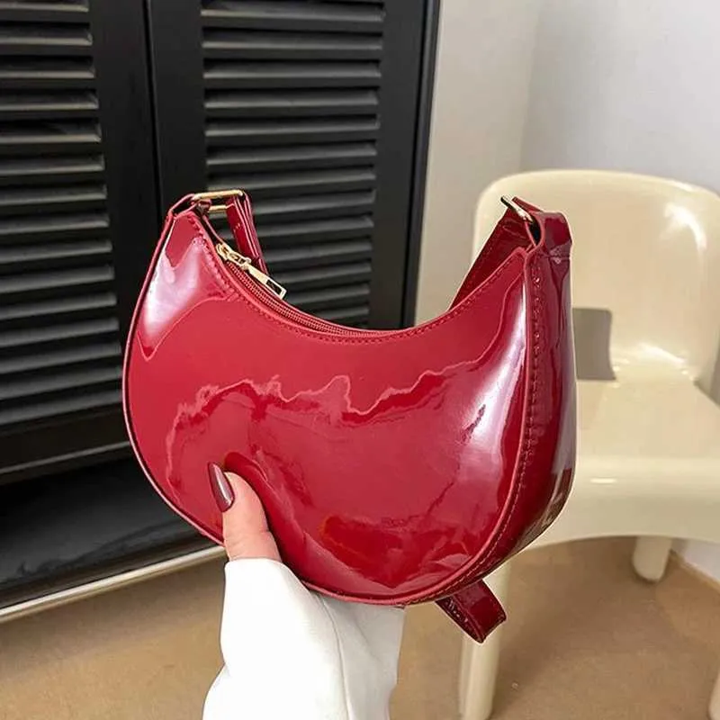 Designer Bag Fashionable new solid color bright textured light handheld zipper cross shaped bag Y241115_voghion.com