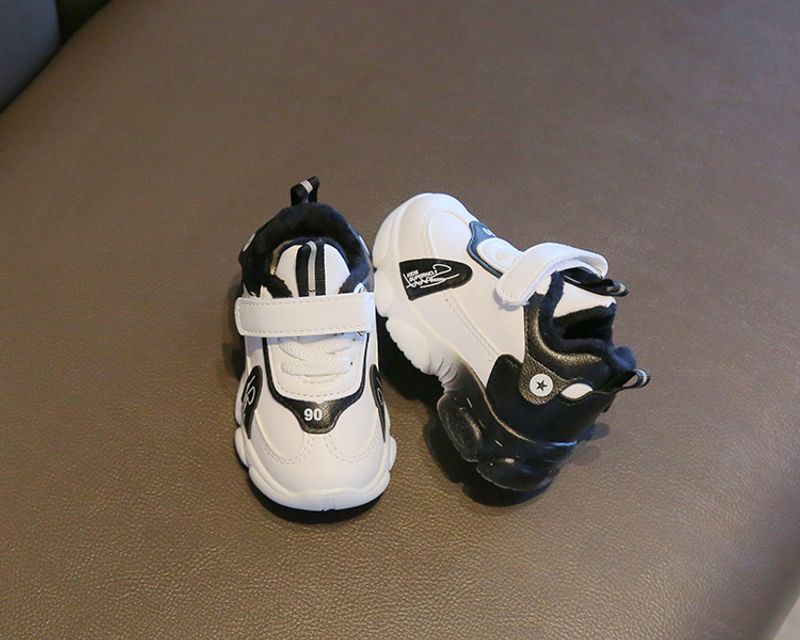 Ausverkauf Kinder Baumwolle 2024 Winter Jungen und Mädchen Sneaker Fleece-ed Warm Kleinkind Baby Weiß Schuhe_voghion.com