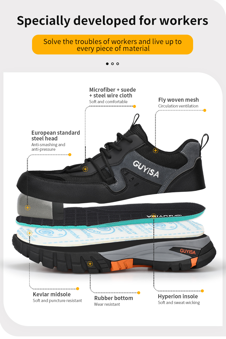 GUYISA Kasut Lelaki - Botas de seguridad para hombre, antiaplastamiento, antipuñaladas, con puntera de acero y aislamiento eléctrico, 1109_voghion.com