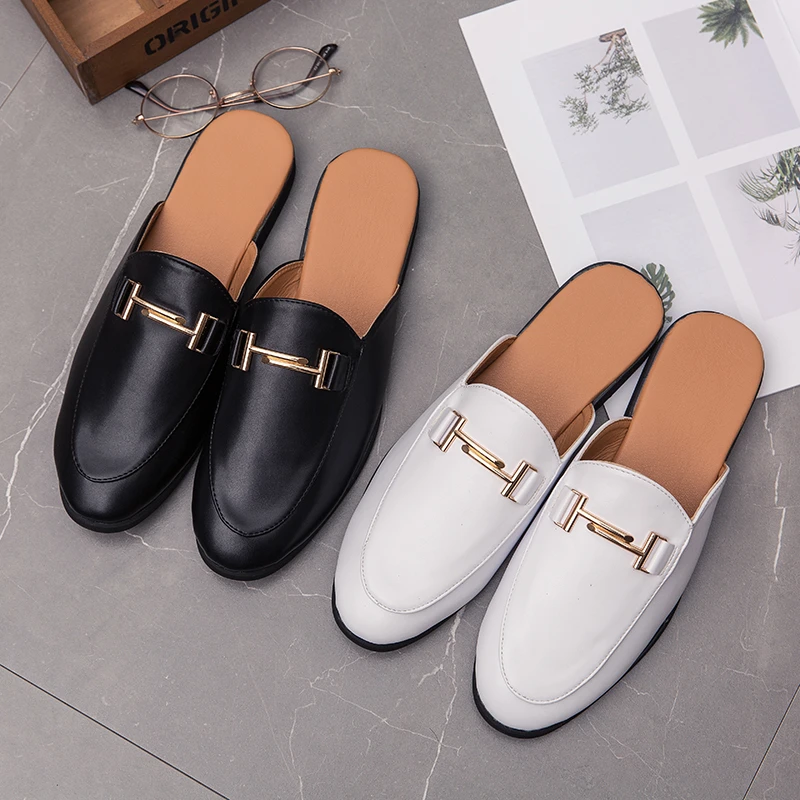 P7 YEINSHAARS Designer Slipon Männer Casual Schuhe Luxus Marke Hohe Qualität Echtes Leder Slipper Slipper Sommer Halb Schuhe Für Männer_voghion.com