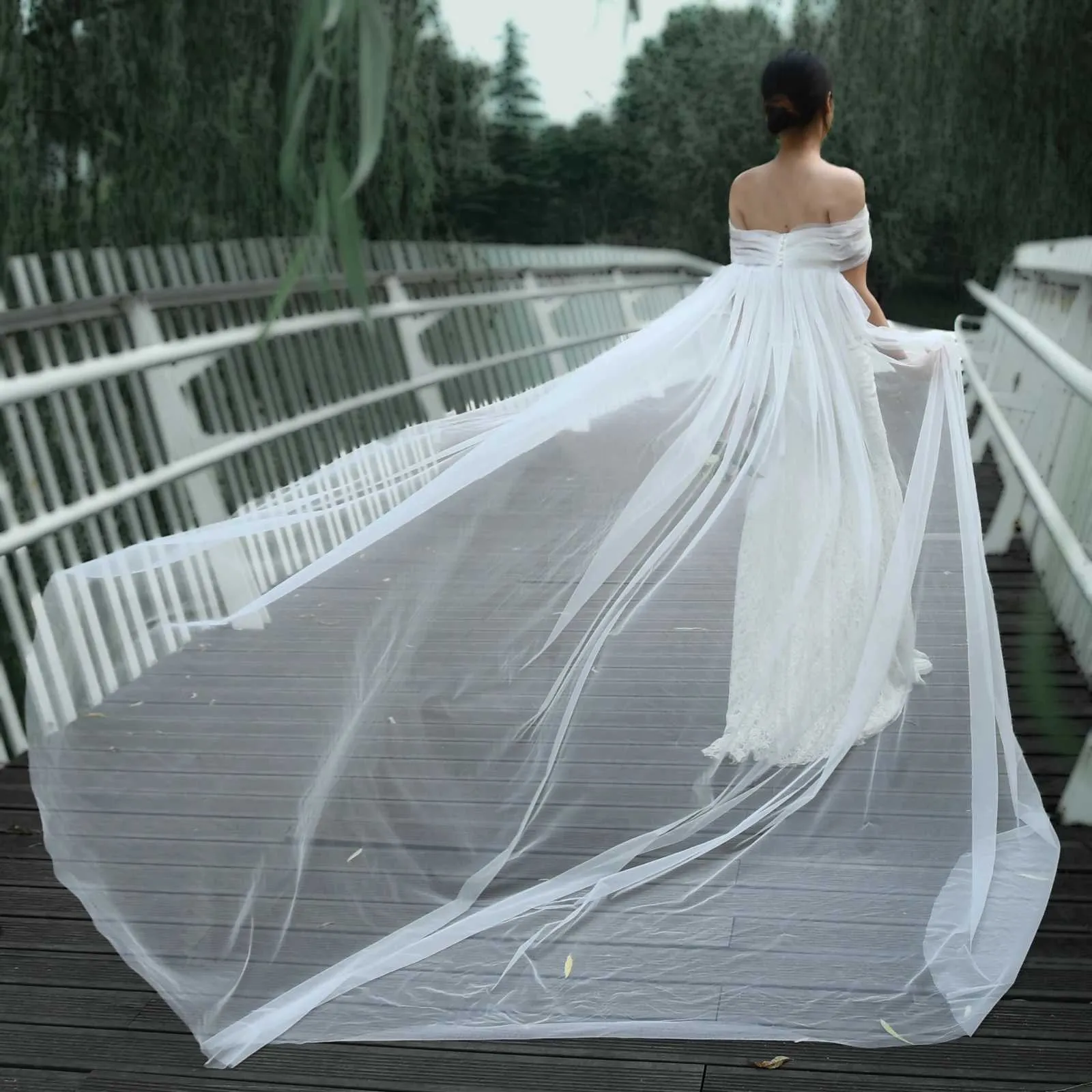 Gioielli per capelli VG87 Cathedral Bridal Cape Velo Bolero Giacca Donna Taglie Forti Scialle Accessori sposa Cappotto da sposa_voghion.com