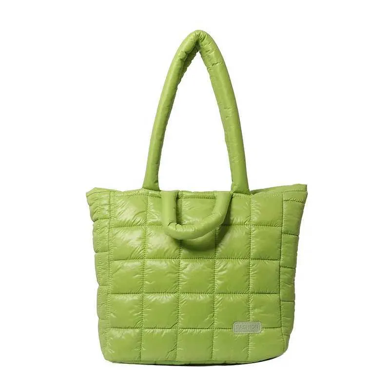 Geantă de umăr pufoasă de designer pentru femei, geantă de lenjerie de pat, bumbac cu puf, capacitate mare, geantă de cumpărături de iarnă Y241115_voghion.com